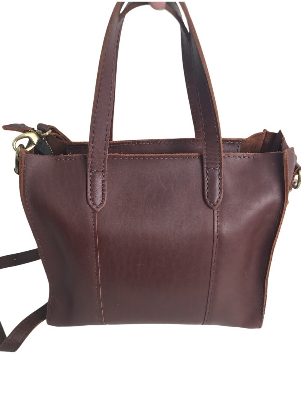 Portland Leather Goods Lola Crossbody 100% Leather Tote Bag Purse Brass Hardware - Picture 8 of 16